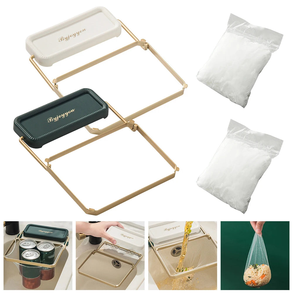 Foldable Sink Strainer Mesh Bag Stand Kitchen Sink Filter Rack Waste Garbage Net Shelf Disposable Garbage Mesh Bag Kitchen Gadge