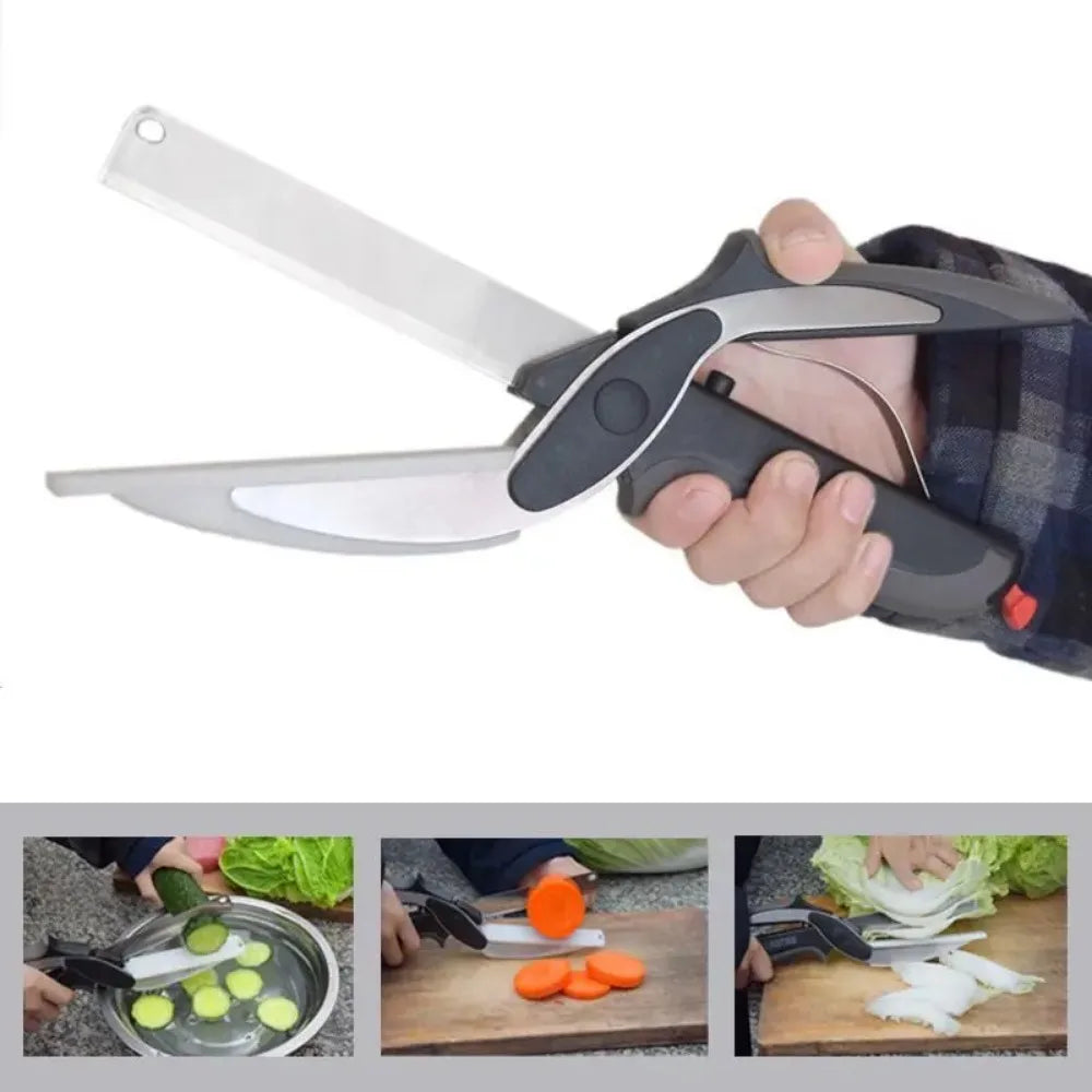 Separable Stainless Steel Barbecue Steak Cutting Shear Household Vegetable Scissors 2 In 1 Multi Kitchen Tool Fruit Knife